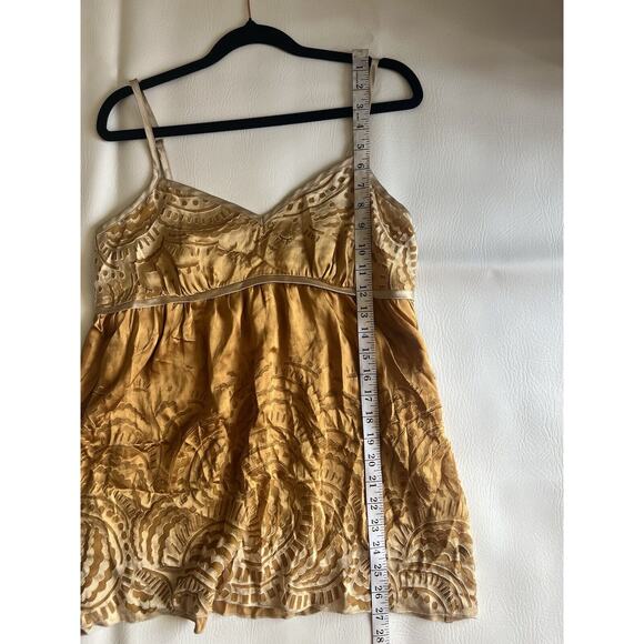 The Limited Gold Mustard Semi-sheer Y2K Tank Babydoll Fairy silk Blend Sz.‎ M - Picture 6 of 7